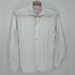 Lorenzo Uomo Solid Roll Up Sleeve Trim Fit Dress Shirt
